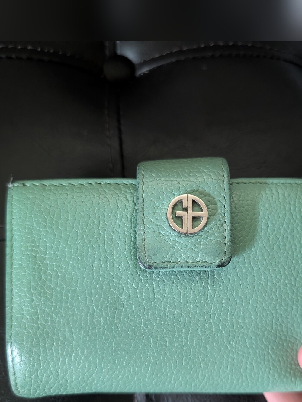 Giani Bernini Mint Green Pebbled Leather Wallet with Silver Logo